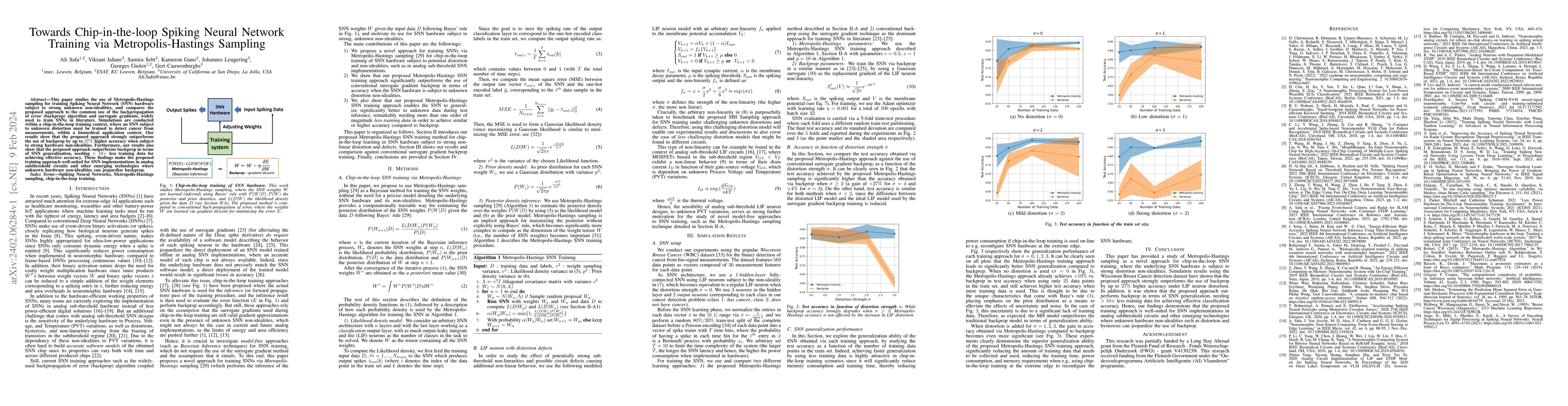 Thumbnail for Towards Chip-in-the-loop Spiking Neural Network Training via
  Metropolis-Hastings Sampling