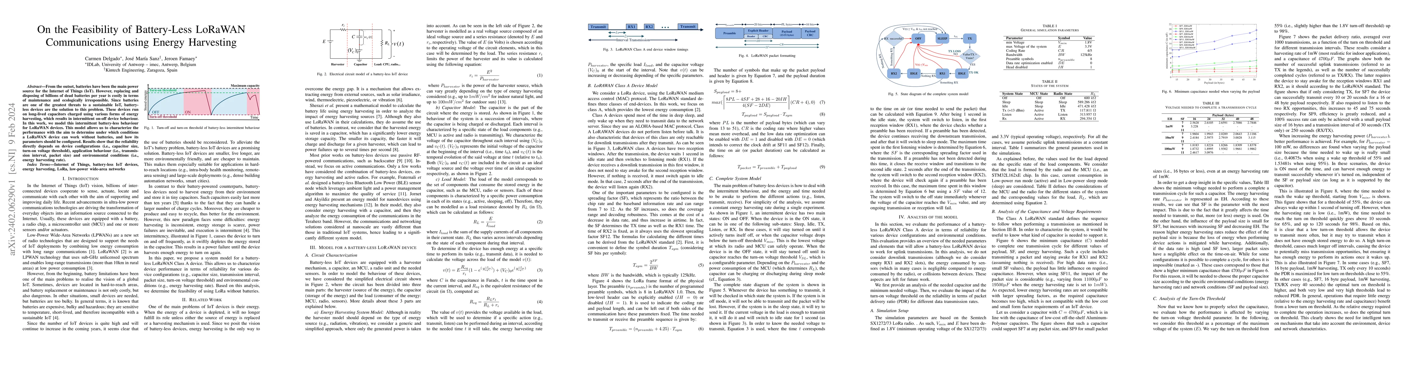 Thumbnail for On the Feasibility of Battery-Less LoRaWAN Communications using Energy
  Harvesting