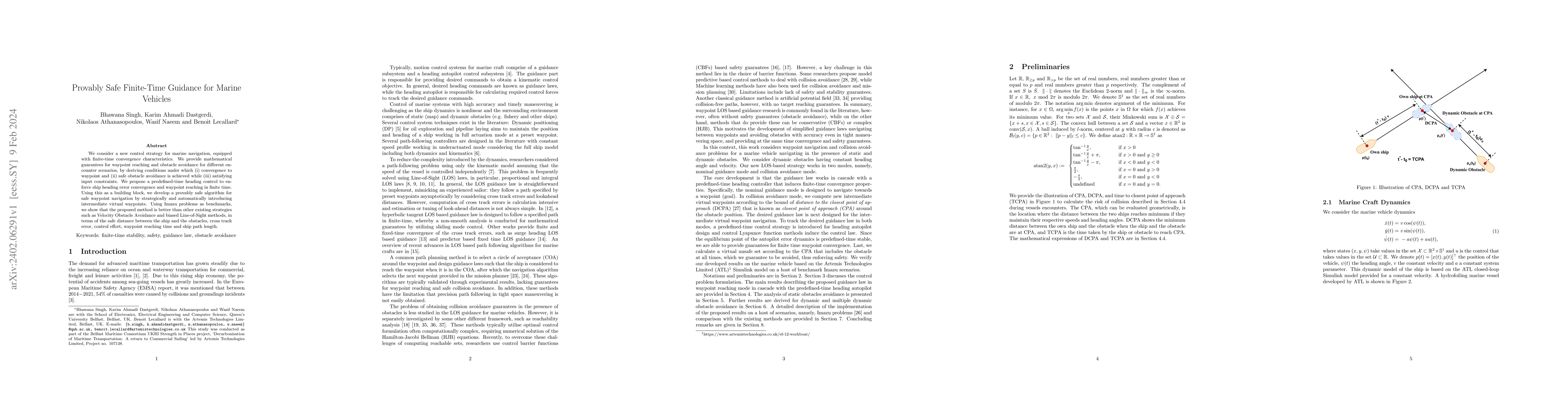 Thumbnail for Provably Safe Finite-Time Guidance for Marine Vehicles