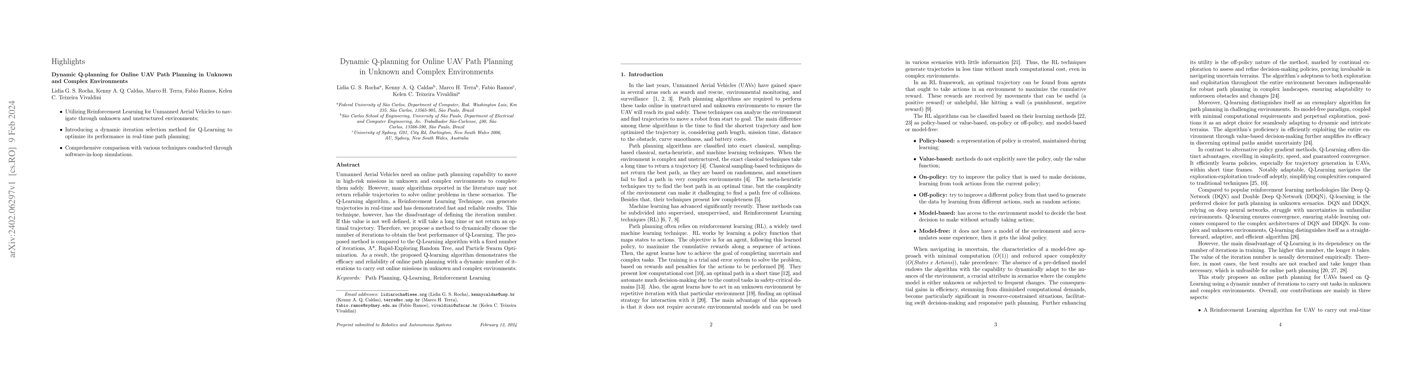 Thumbnail for Dynamic Q-planning for Online UAV Path Planning in Unknown and Complex
  Environments