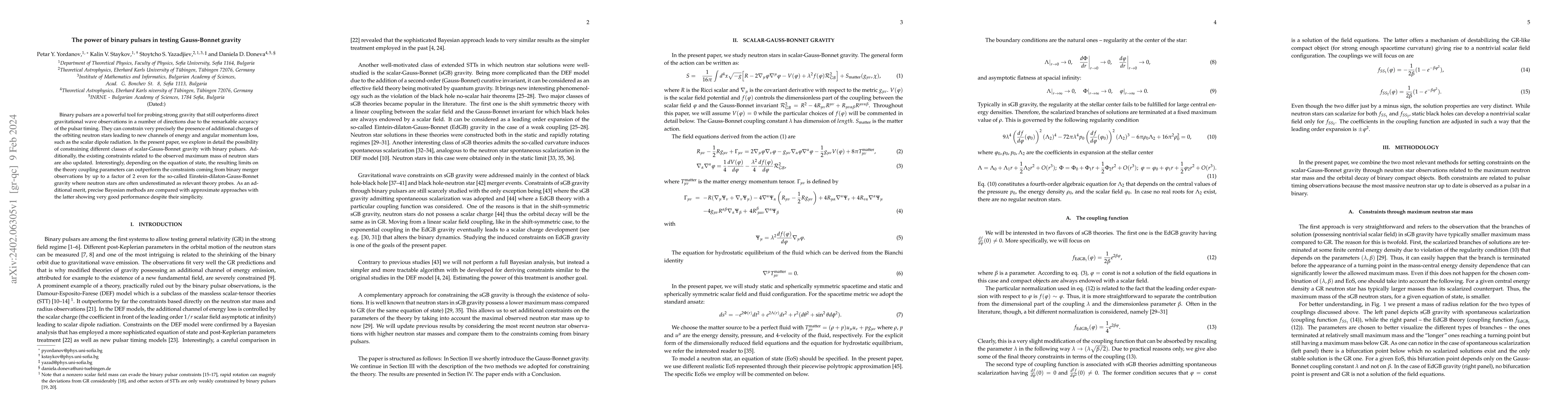 Thumbnail for The power of binary pulsars in testing Gauss-Bonnet gravity