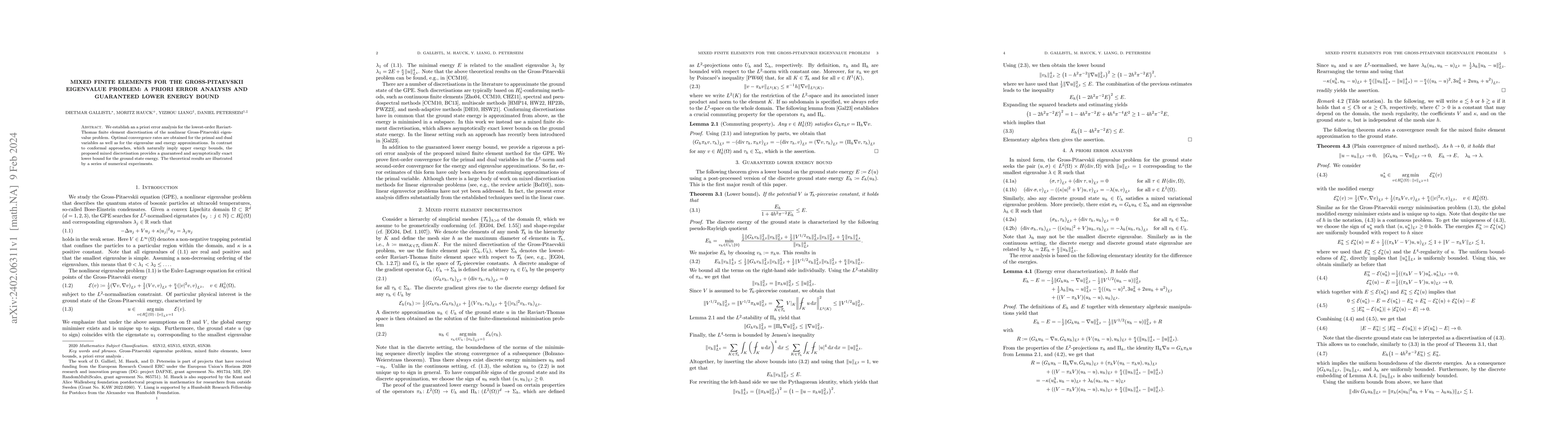Thumbnail for Mixed finite elements for the Gross-Pitaevskii eigenvalue problem: a
  priori error analysis and guaranteed lower energy bound
