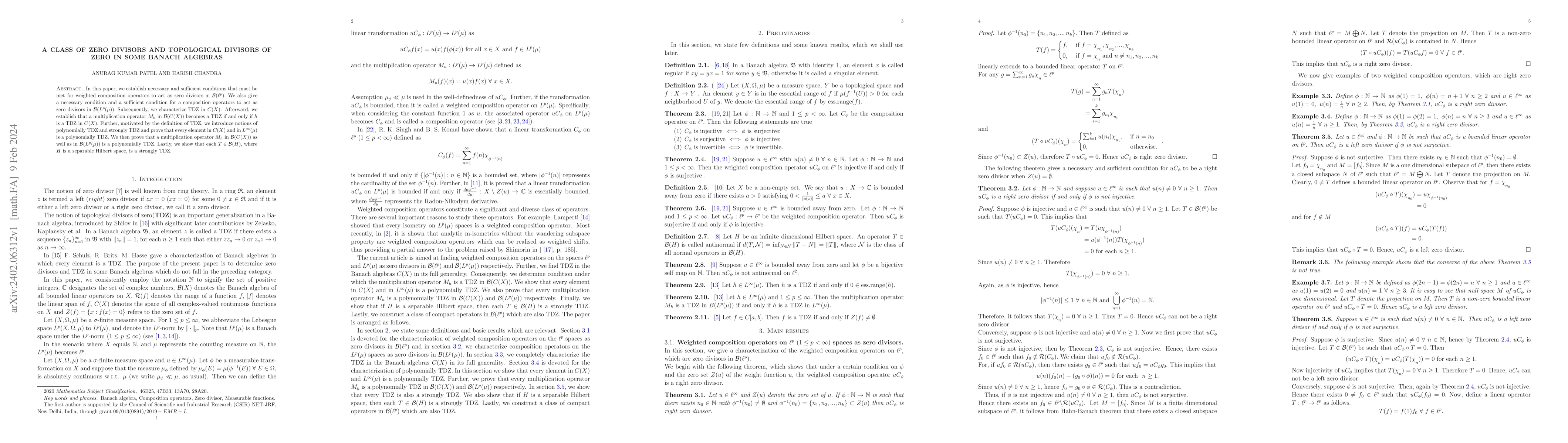 Thumbnail for A class of Zero Divisors and Topological Divisors of Zero in some Banach
  algebras