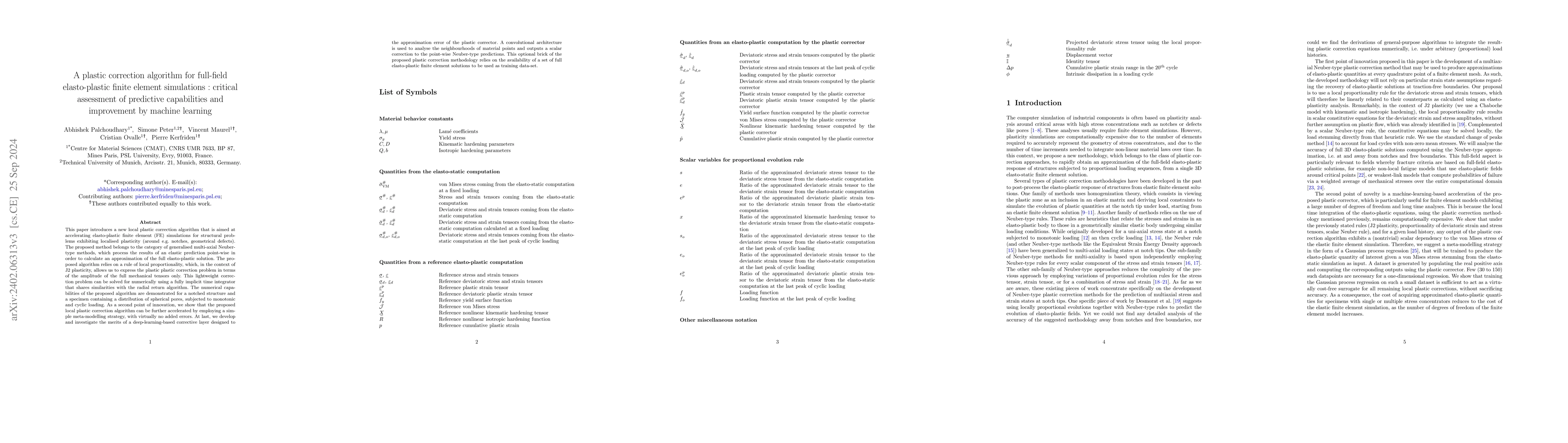 Thumbnail for A plastic correction algorithm for full-field elasto-plastic finite
  element simulations : critical assessment of predictive capabilities and
  improvement by machine learning