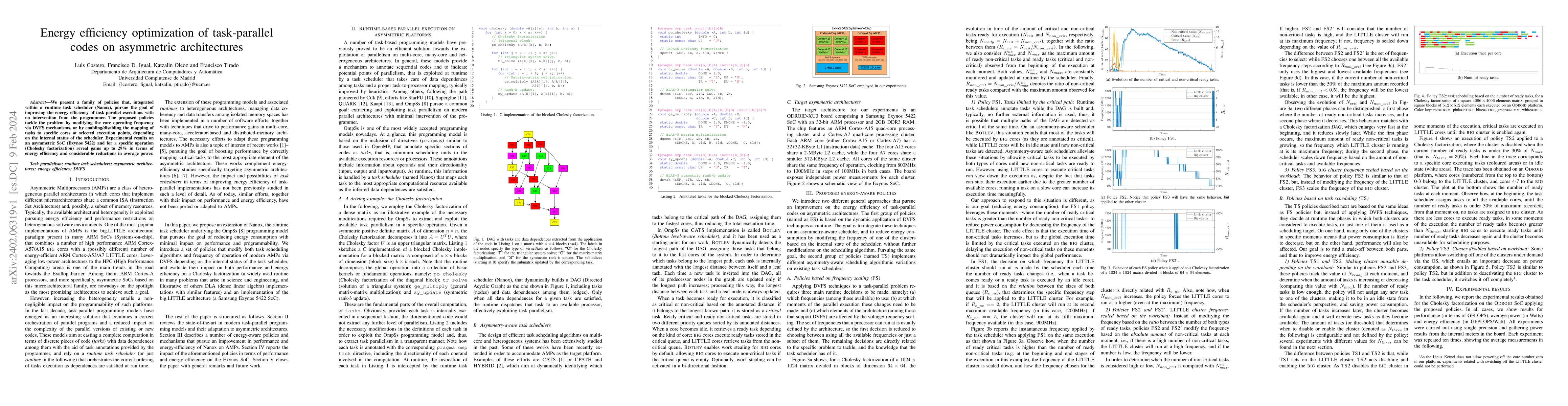 Thumbnail for Energy efficiency optimization of task-parallel codes on asymmetric
  architectures