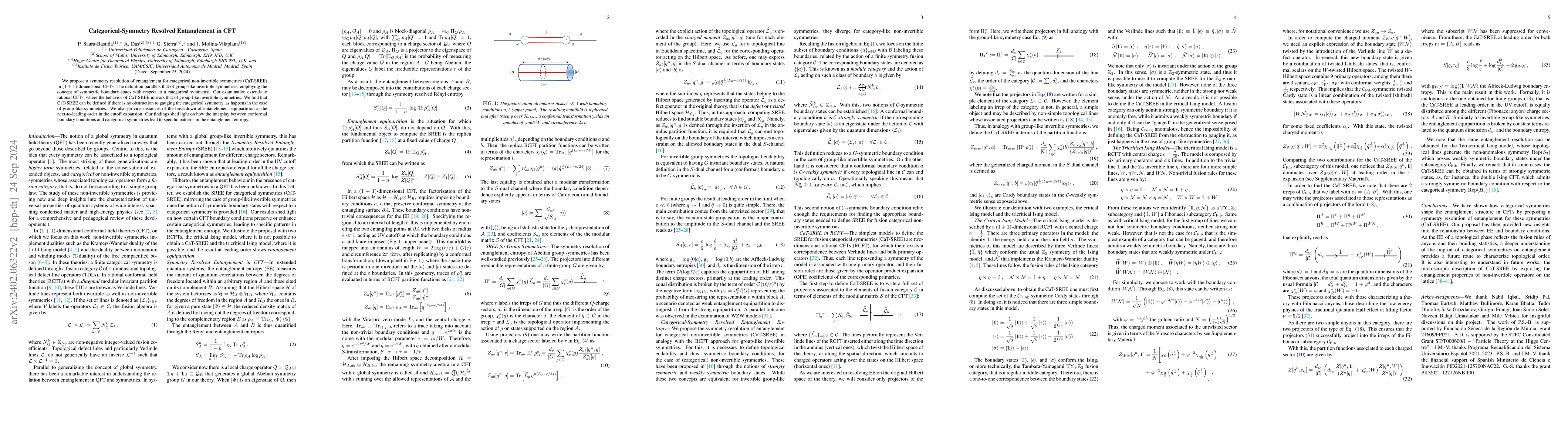 Thumbnail for Categorical-Symmetry Resolved Entanglement in CFT