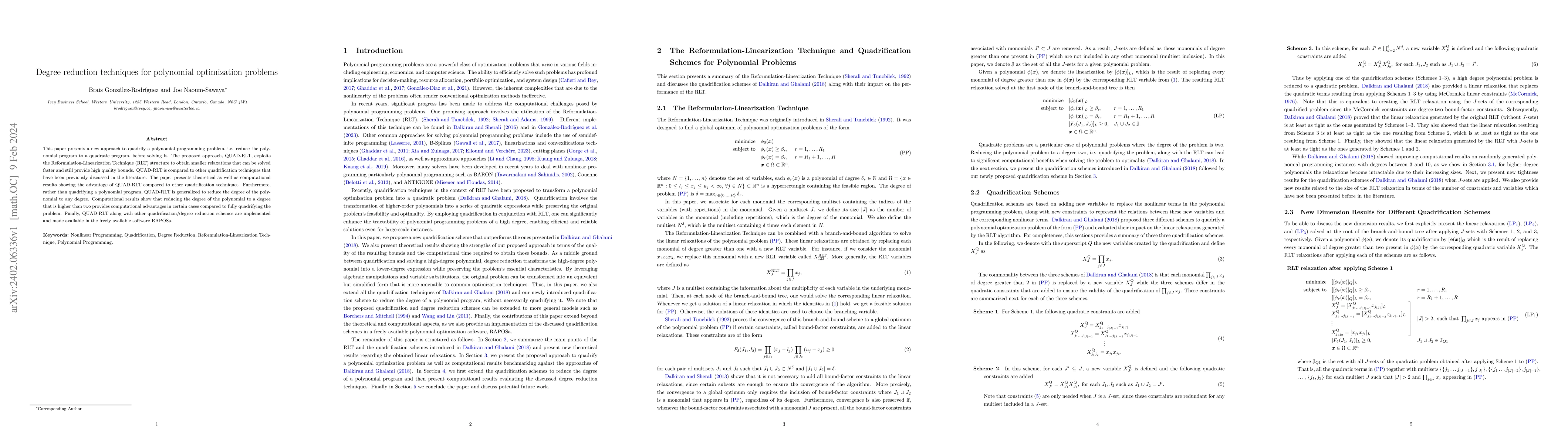 Thumbnail for Degree reduction techniques for polynomial optimization problems