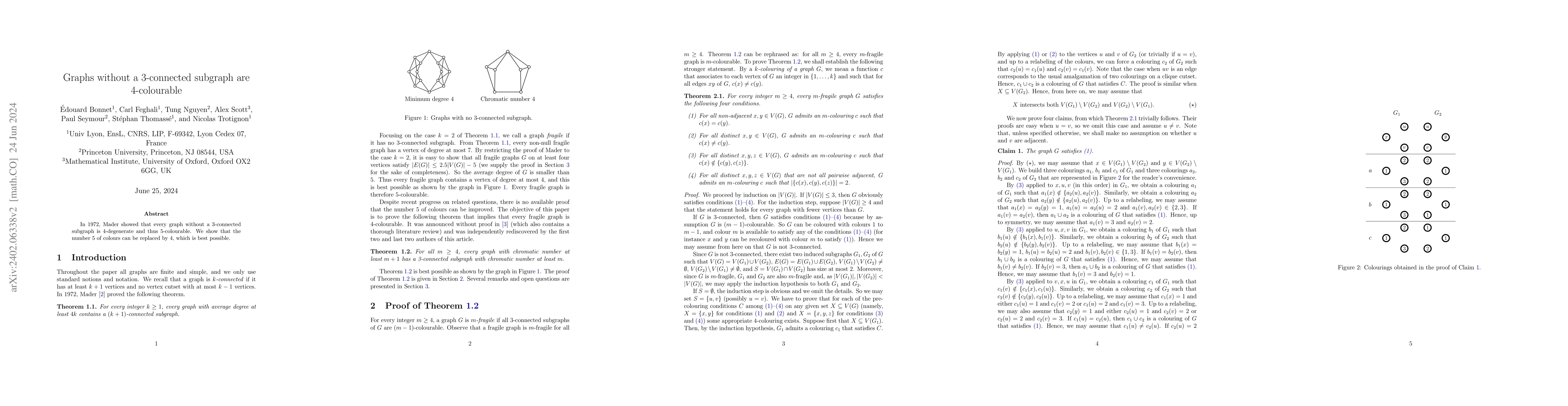 Thumbnail for Graphs without a 3-connected subgraph are 4-colorable