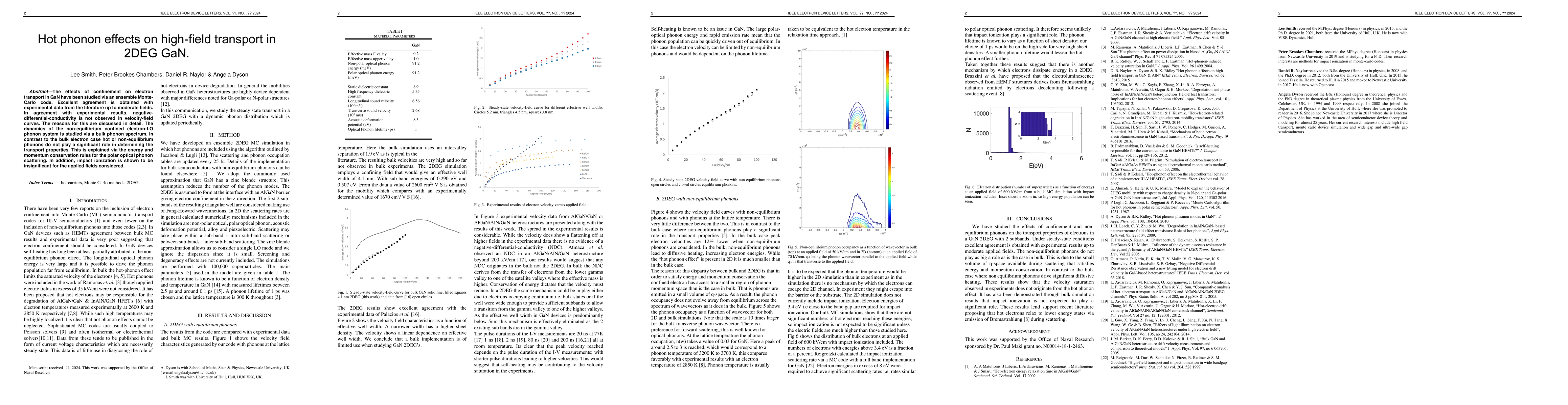 Thumbnail for Hot phonon effects on high-field transport in 2DEG GaN