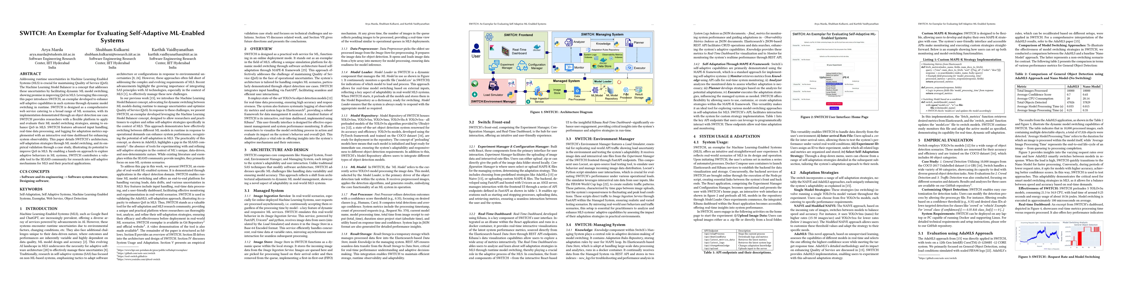 Thumbnail for SWITCH: An Exemplar for Evaluating Self-Adaptive ML-Enabled Systems
