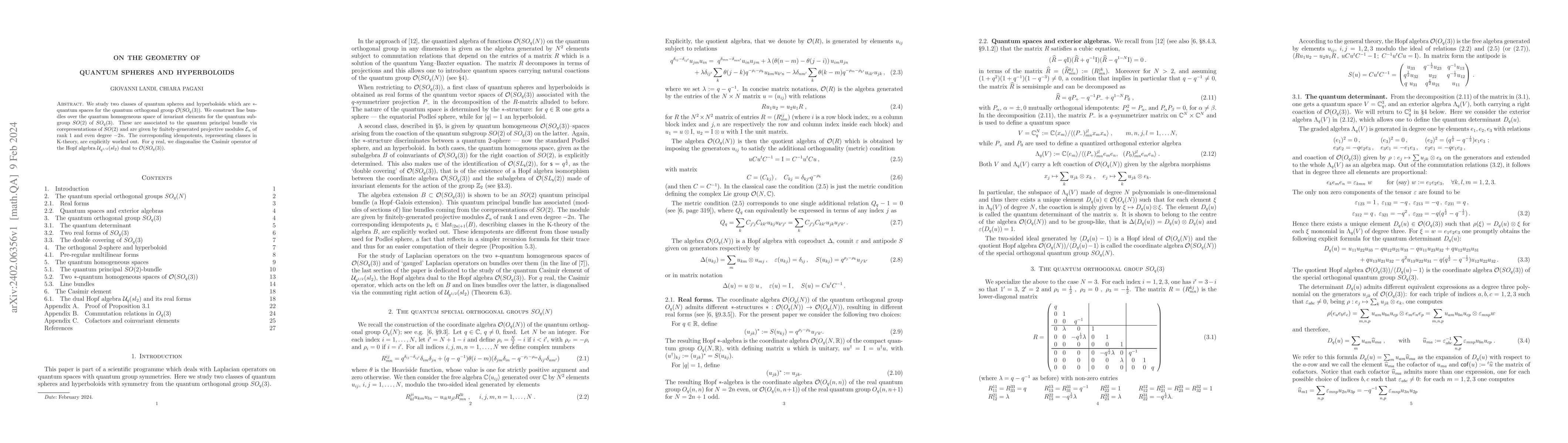 Thumbnail for On the geometry of quantum spheres and hyperboloids