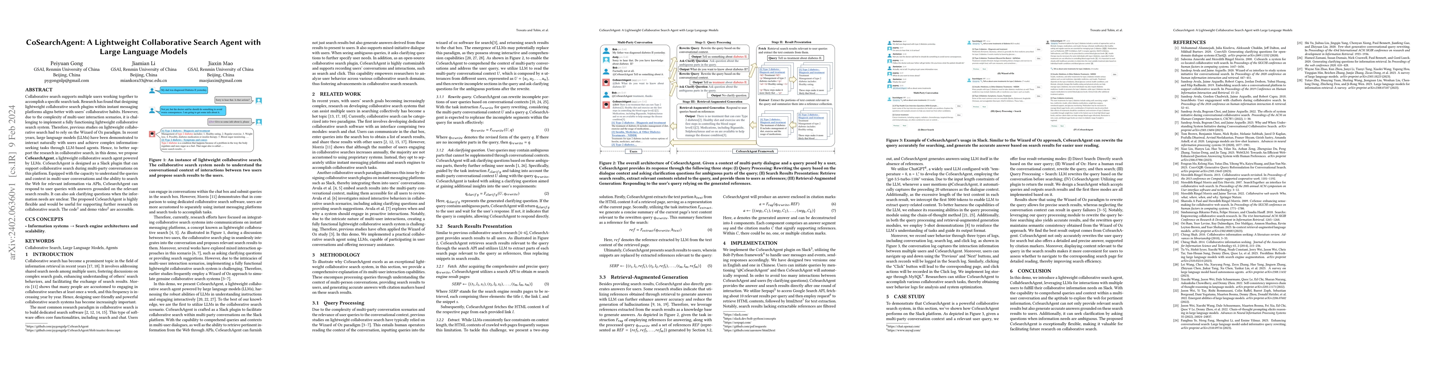 Thumbnail for CoSearchAgent: A Lightweight Collaborative Search Agent with Large
  Language Models