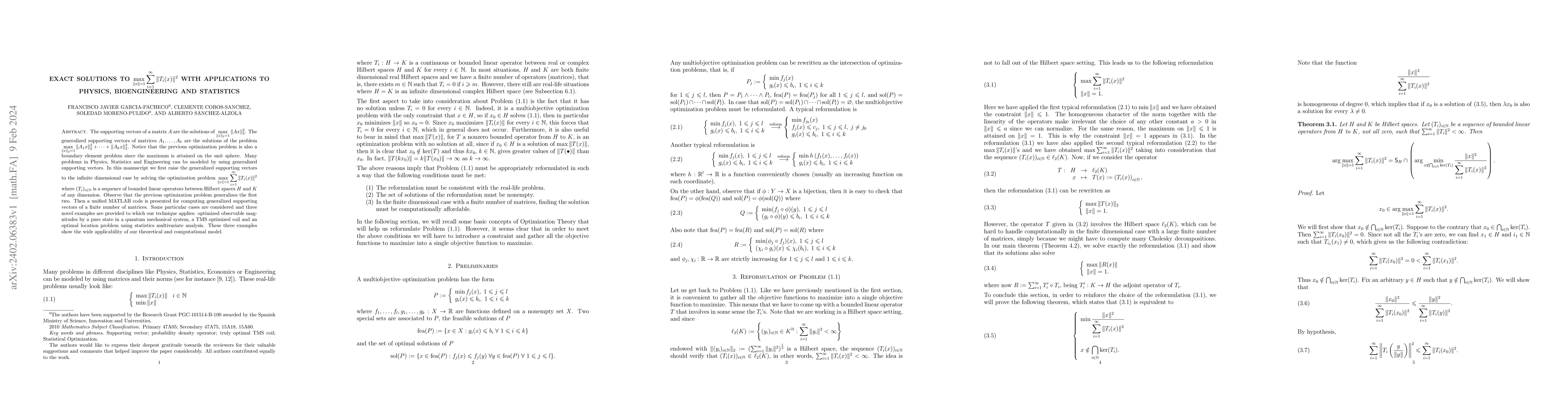 Thumbnail for Exact solutions to $\displaystyle{\max_{\|x\|=1}
  \sum_{i=1}^\infty\|T_i(x)\|^2}$ with applications to Physics, Bioengineering
  and Statistics