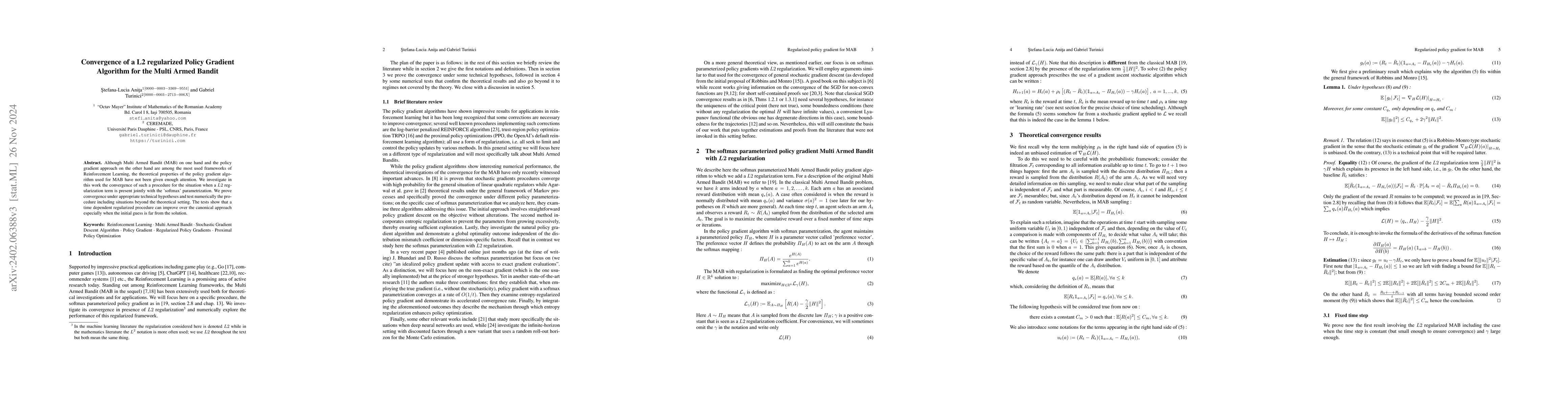 Thumbnail for On the Convergence Rate of the Stochastic Gradient Descent (SGD) and
  application to a modified policy gradient for the Multi Armed Bandit