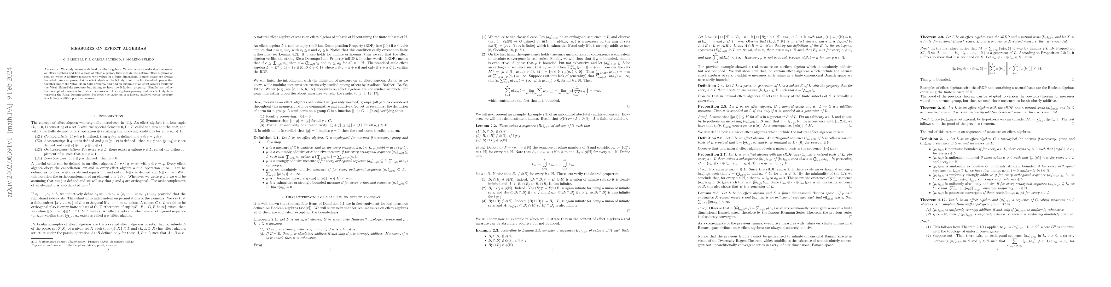 Thumbnail for Measures on effect algebras