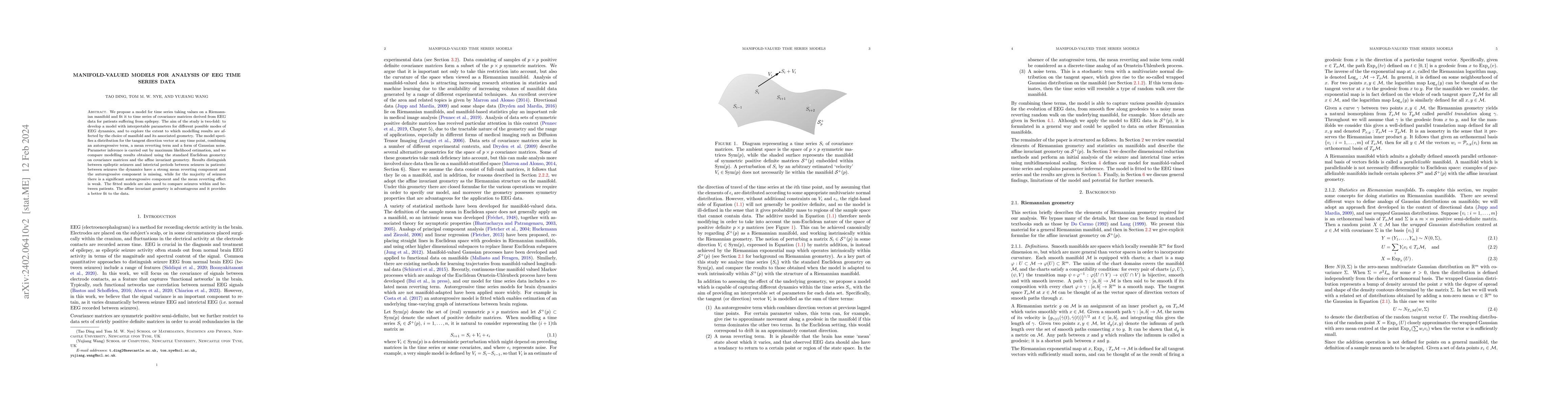Thumbnail for Manifold-valued models for analysis of EEG time series data