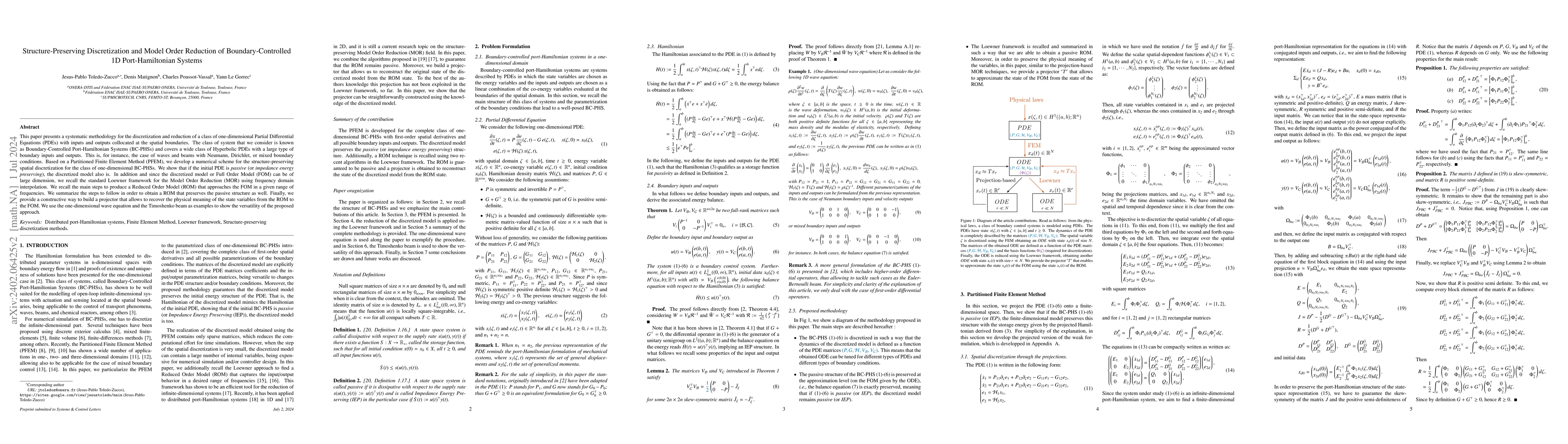 Thumbnail for Structure-Preserving Discretization and Model Order Reduction of
  Boundary-Controlled 1D Port-Hamiltonian Systems