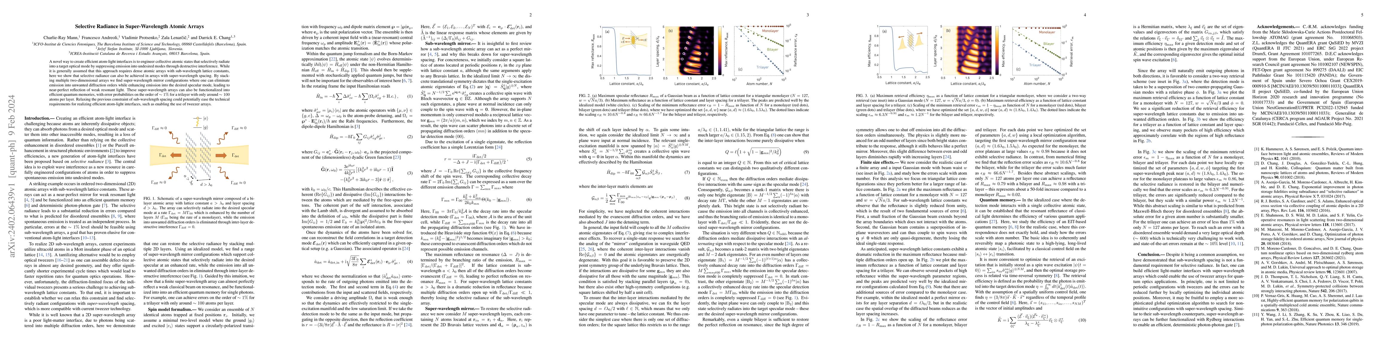 Thumbnail for Selective Radiance in Super-Wavelength Atomic Arrays