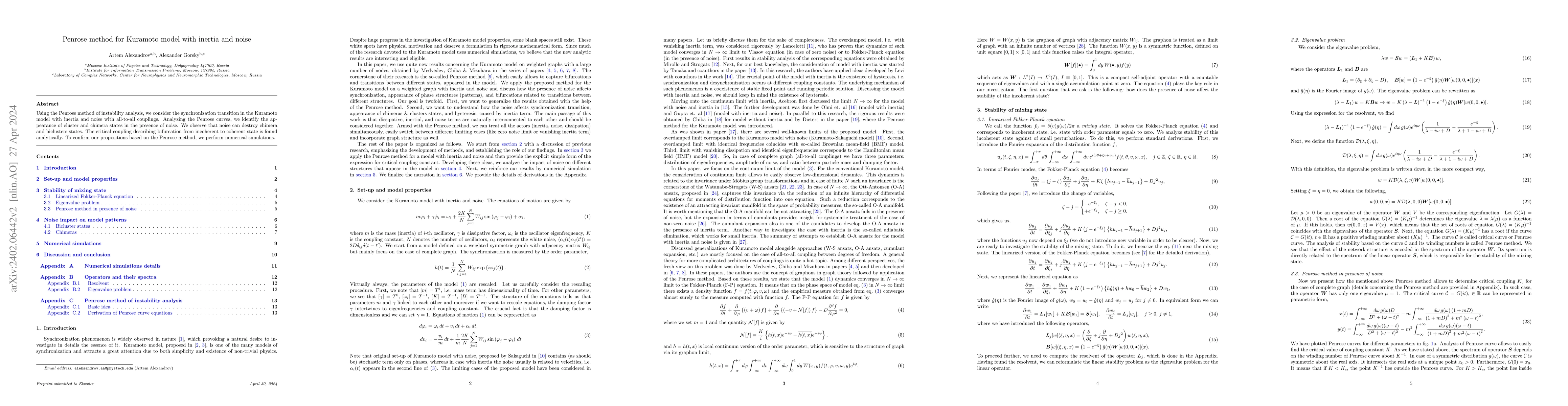 Thumbnail for Penrose method for Kuramoto model with inertia and noise
