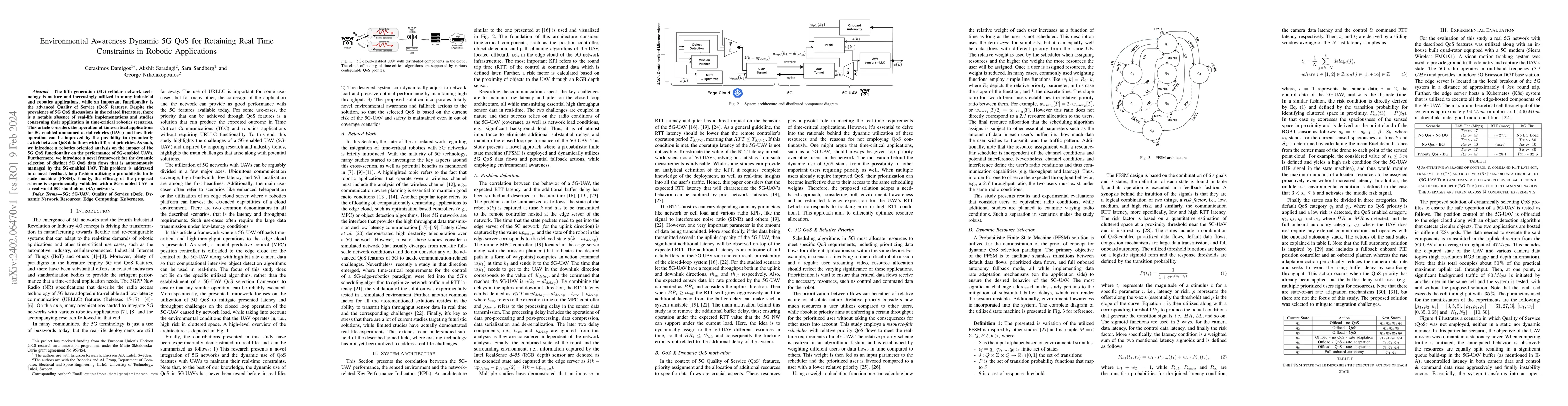 Thumbnail for Environmental Awareness Dynamic 5G QoS for Retaining Real Time
  Constraints in Robotic Applications