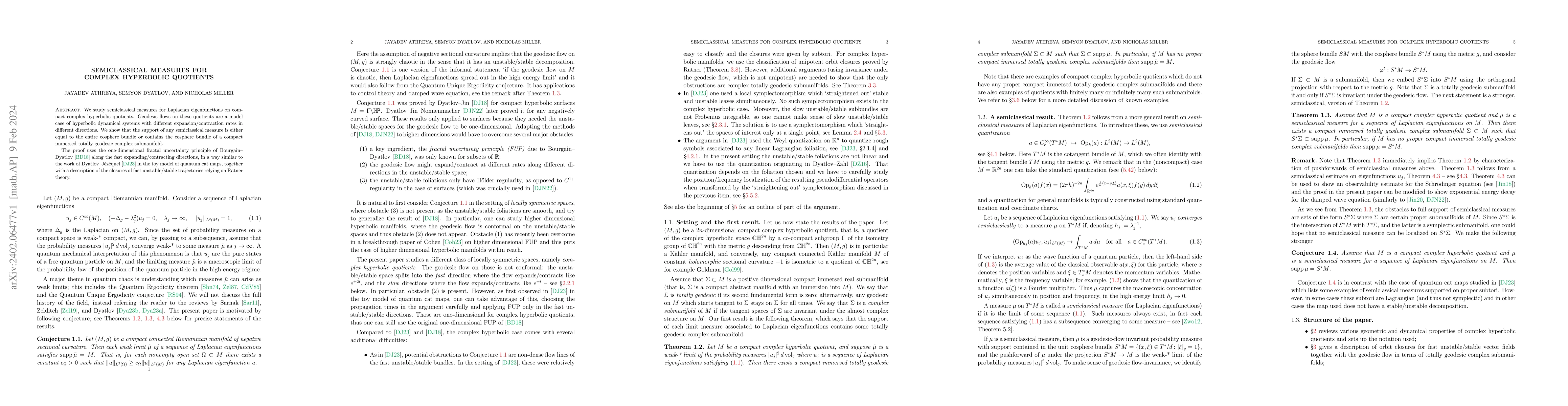 Thumbnail for Semiclassical measures for complex hyperbolic quotients