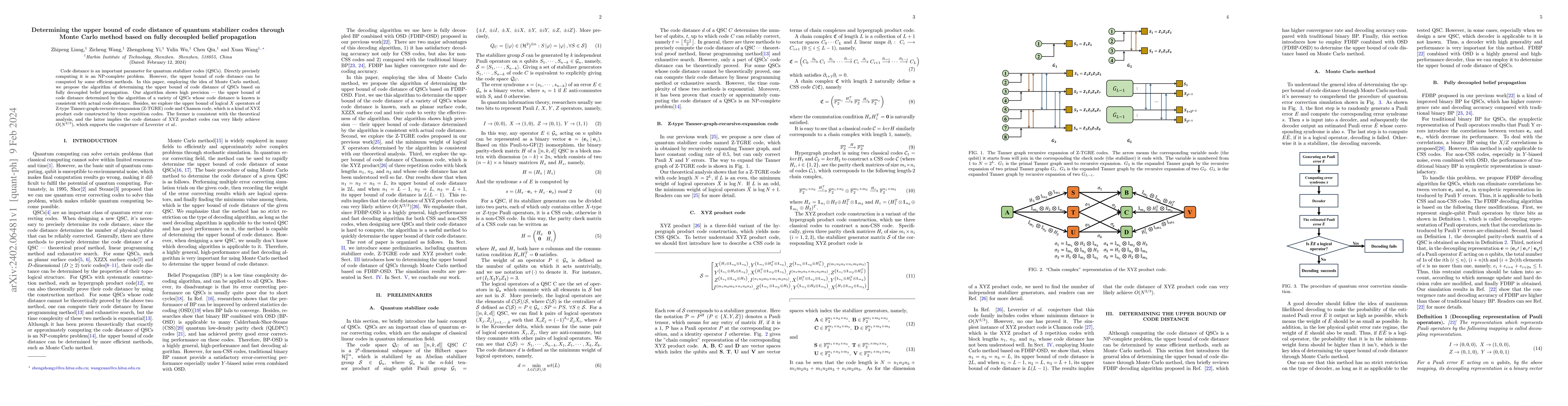 Thumbnail for Determining the upper bound of code distance of quantum stabilizer codes
  through Monte Carlo method based on fully decoupled belief propagation