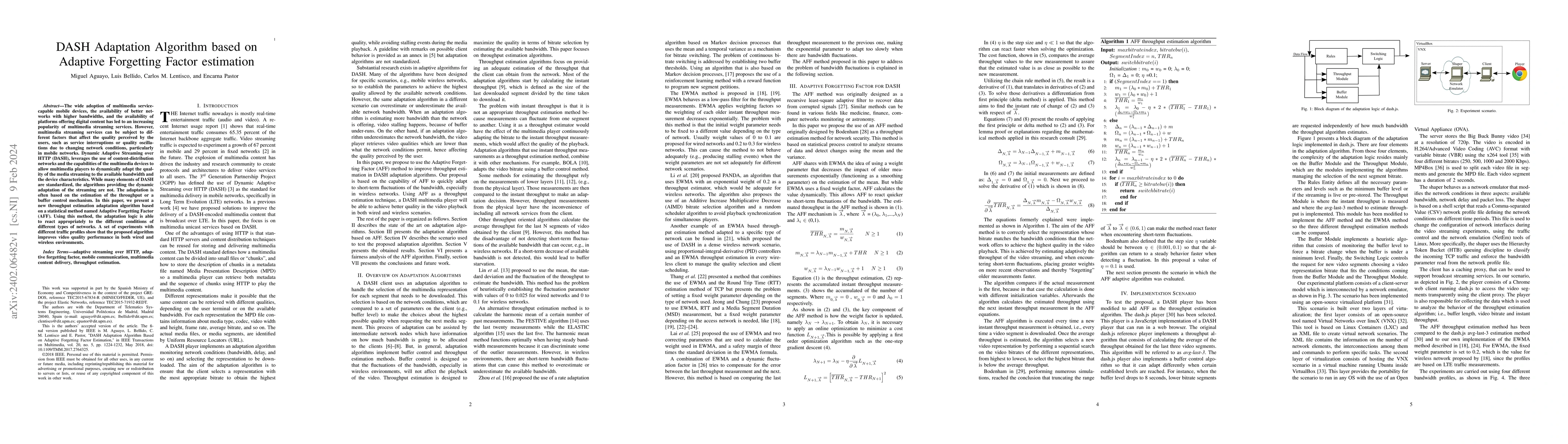 Thumbnail for DASH Adaptation Algorithm Based on Adaptive Forgetting Factor Estimation