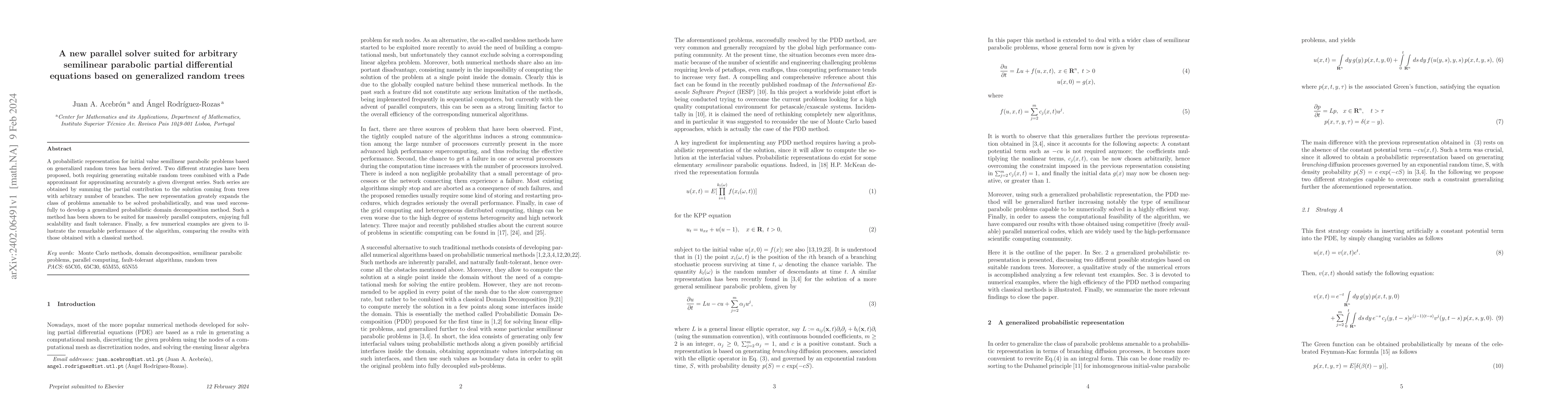 Thumbnail for A new parallel solver suited for arbitrary semilinear parabolic partial
  differential equations based on generalized random trees