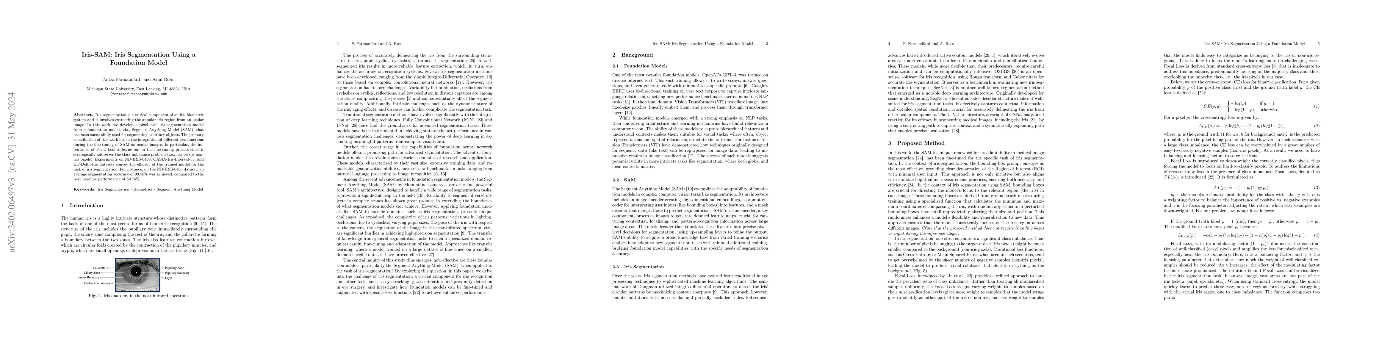 Thumbnail for Iris-SAM: Iris Segmentation Using a Foundation Model