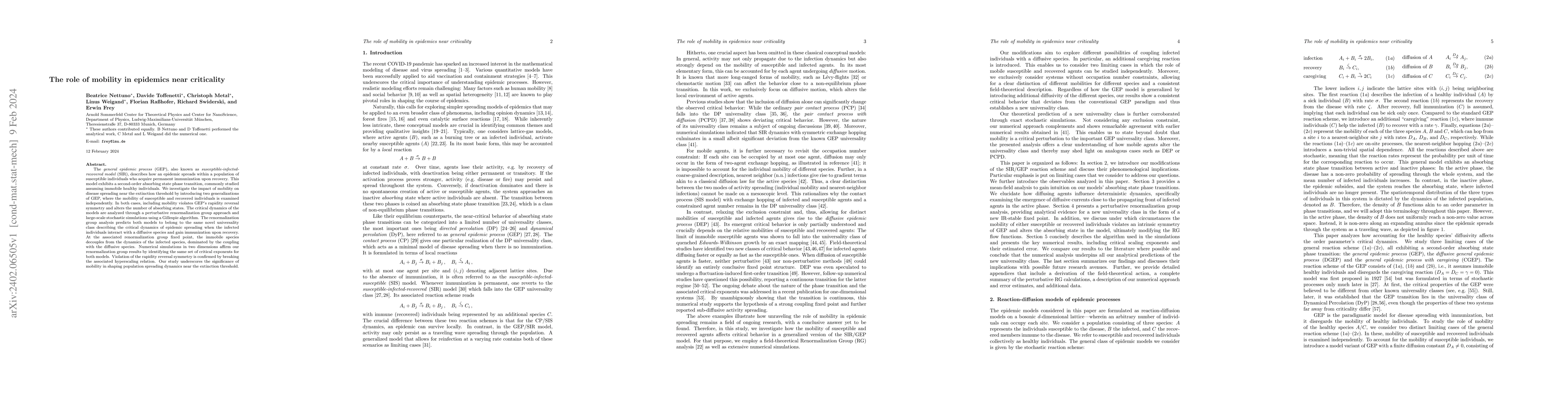 Thumbnail for The role of mobility in epidemics near criticality