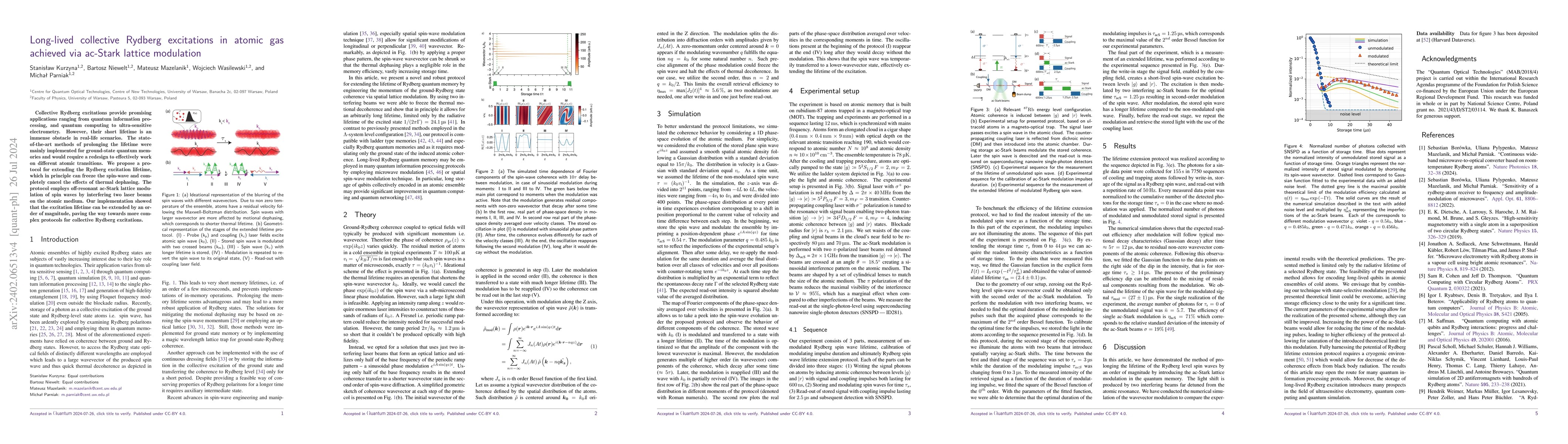 Thumbnail for Long-lived collective Rydberg excitations in atomic gas achieved via
  ac-Stark lattice modulation