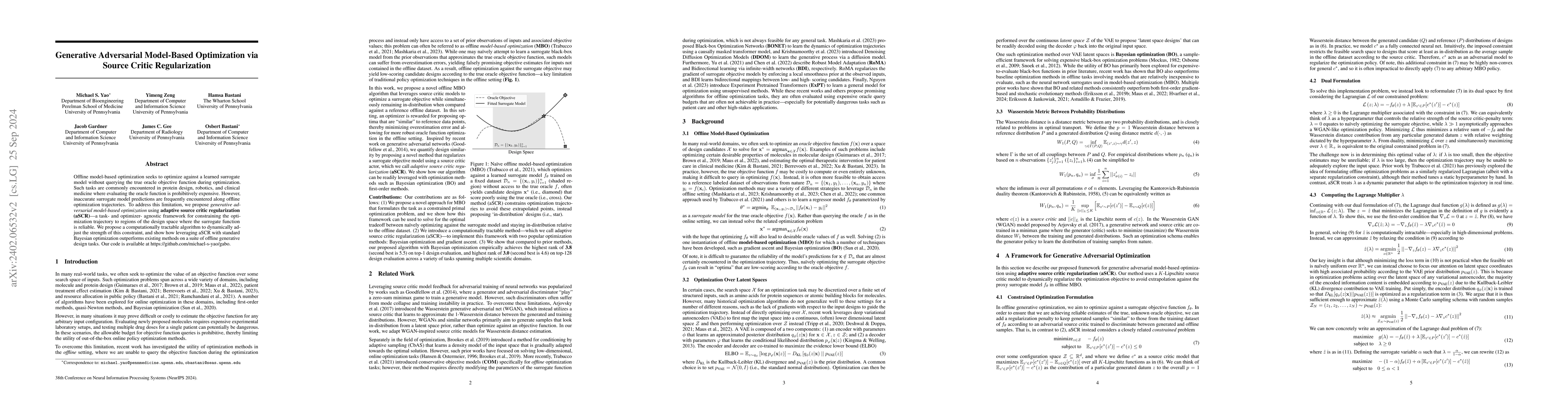 Thumbnail for Generative Adversarial Bayesian Optimization for Surrogate Objectives