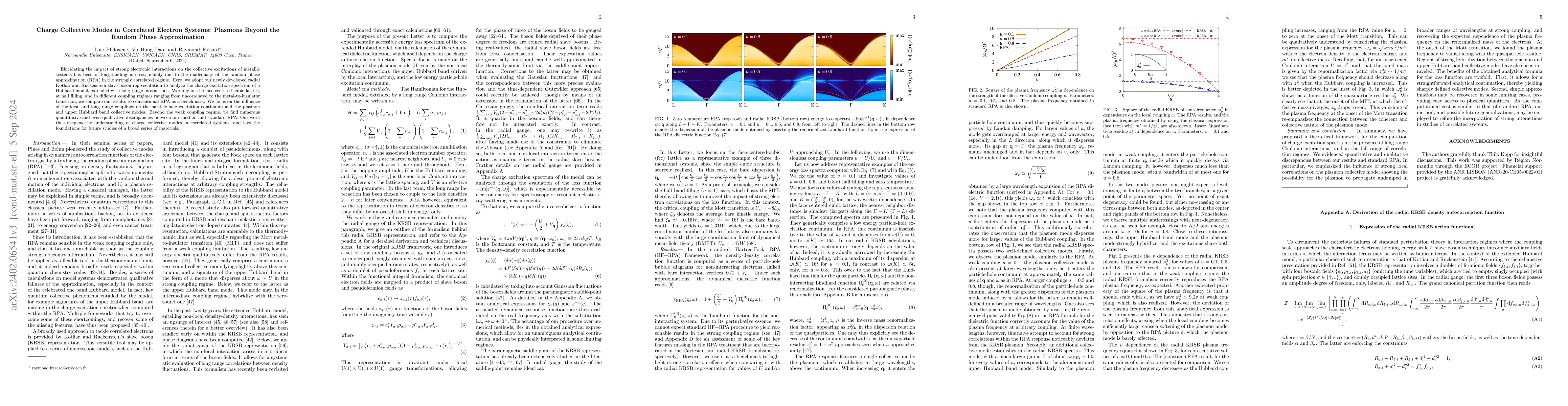 Thumbnail for Charge Collective Modes in Correlated Electron Systems: Plasmons Beyond
  the Random Phase Approximation