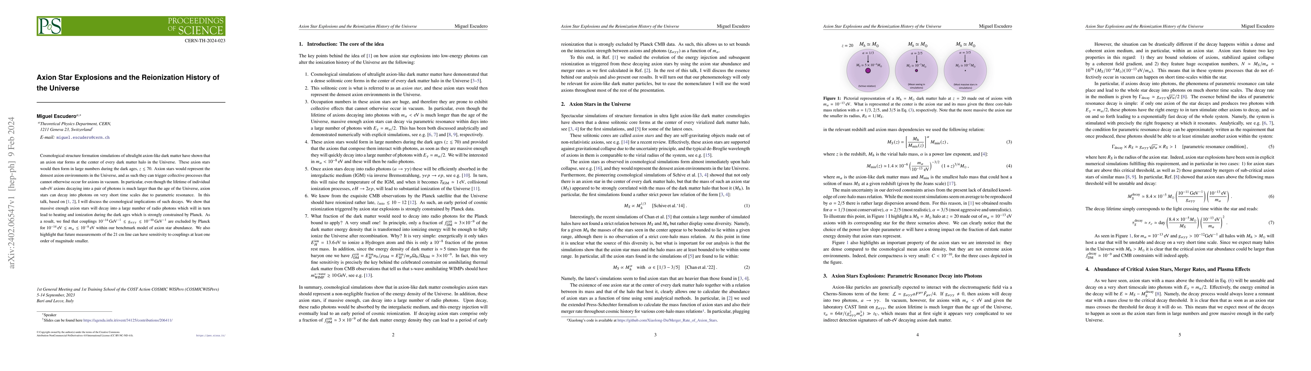 Thumbnail for Axion Star Explosions and the Reionization History of the Universe