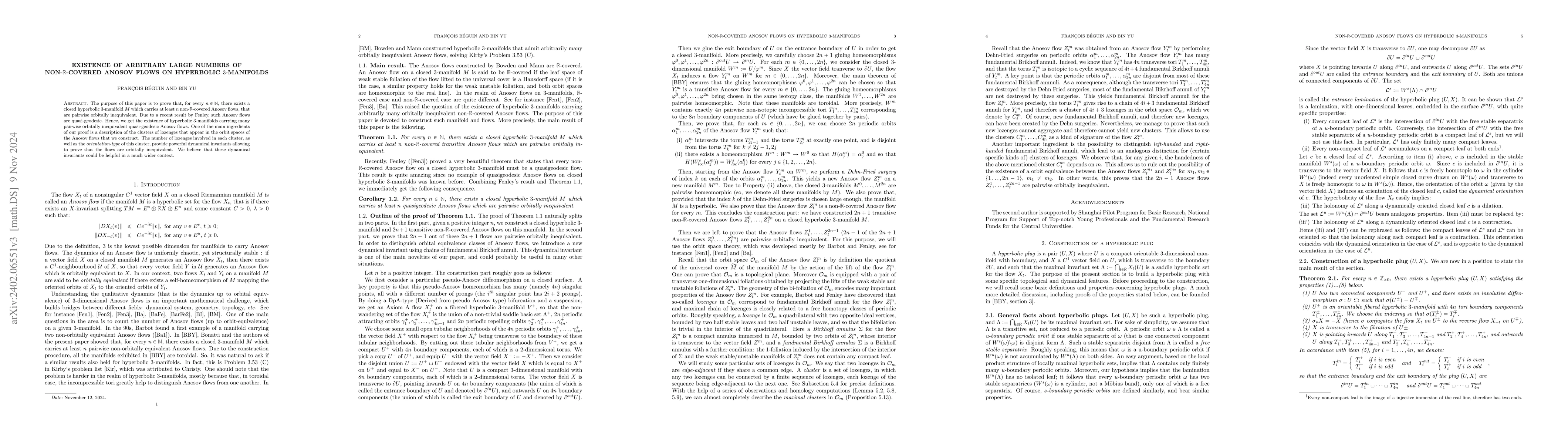 Thumbnail for The existence of arbitrary large number of non-$\mathbb R$-covered
  Anosov flows on hyperbolic $3$-manifolds