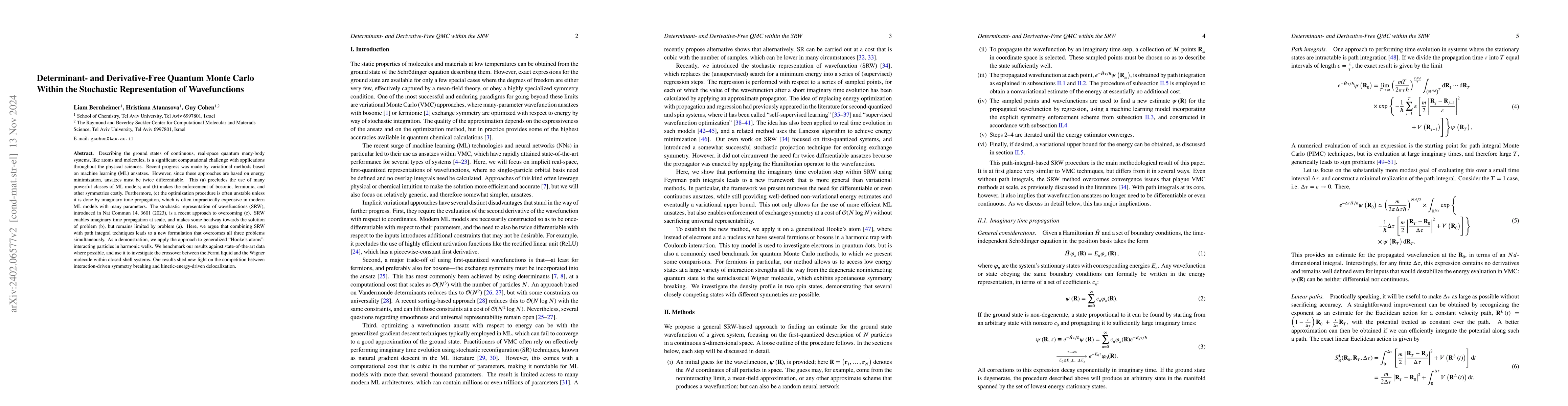 Thumbnail for Determinant and Derivative-Free Quantum Monte Carlo Within the
  Stochastic Representation of Wavefunctions