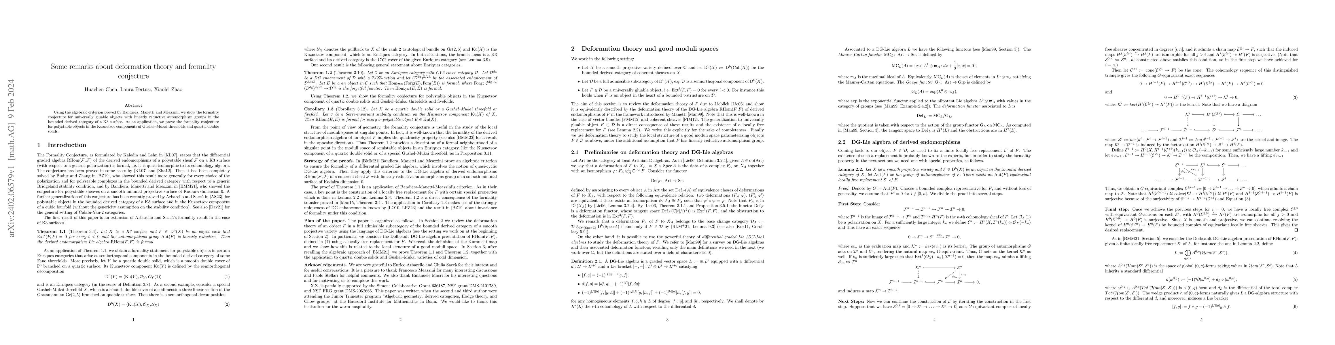 Thumbnail for Some remarks about deformation theory and formality conjecture