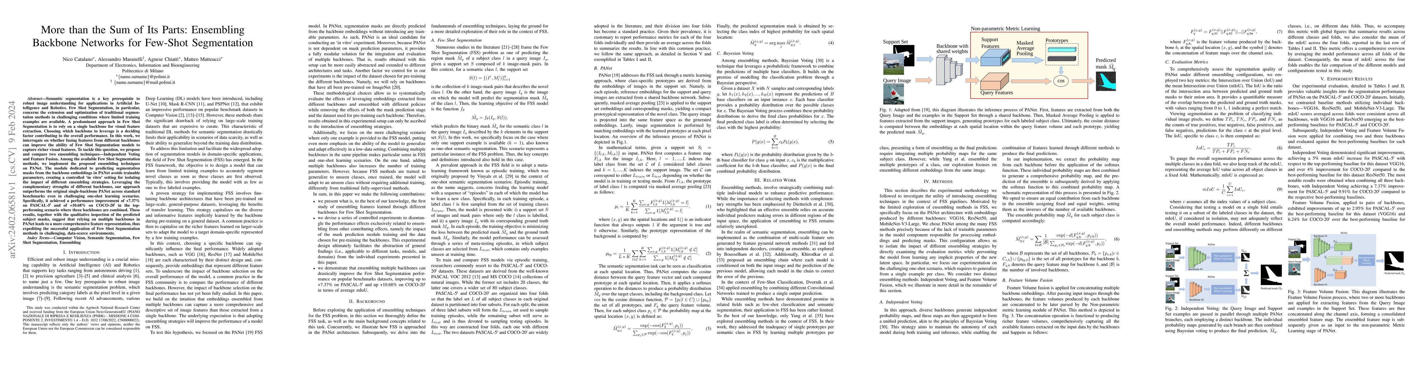 Thumbnail for More than the Sum of Its Parts: Ensembling Backbone Networks for
  Few-Shot Segmentation