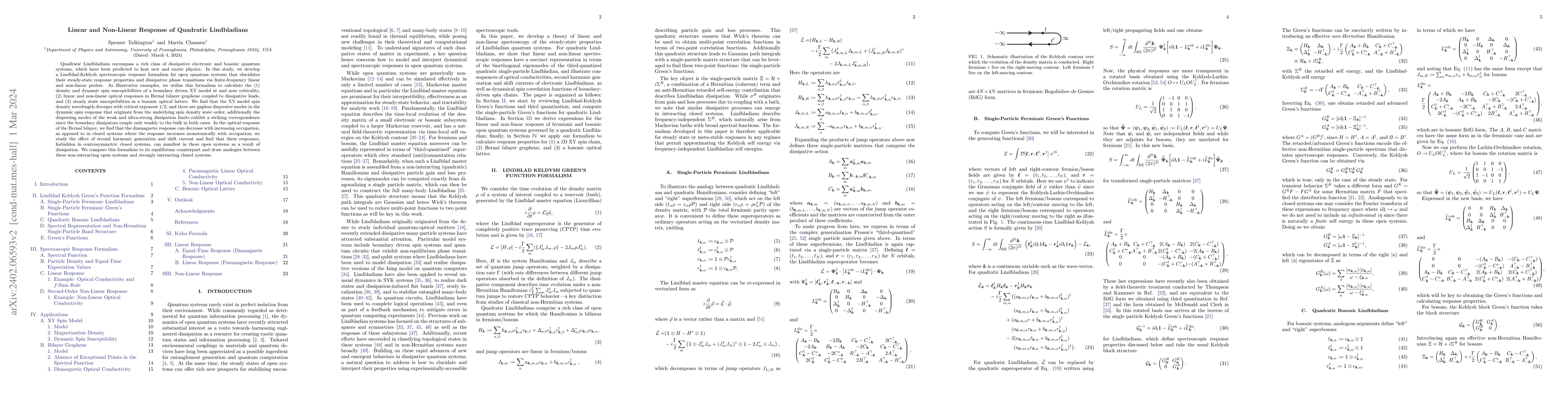 Thumbnail for Linear and Non-Linear Response of Quadratic Lindbladians