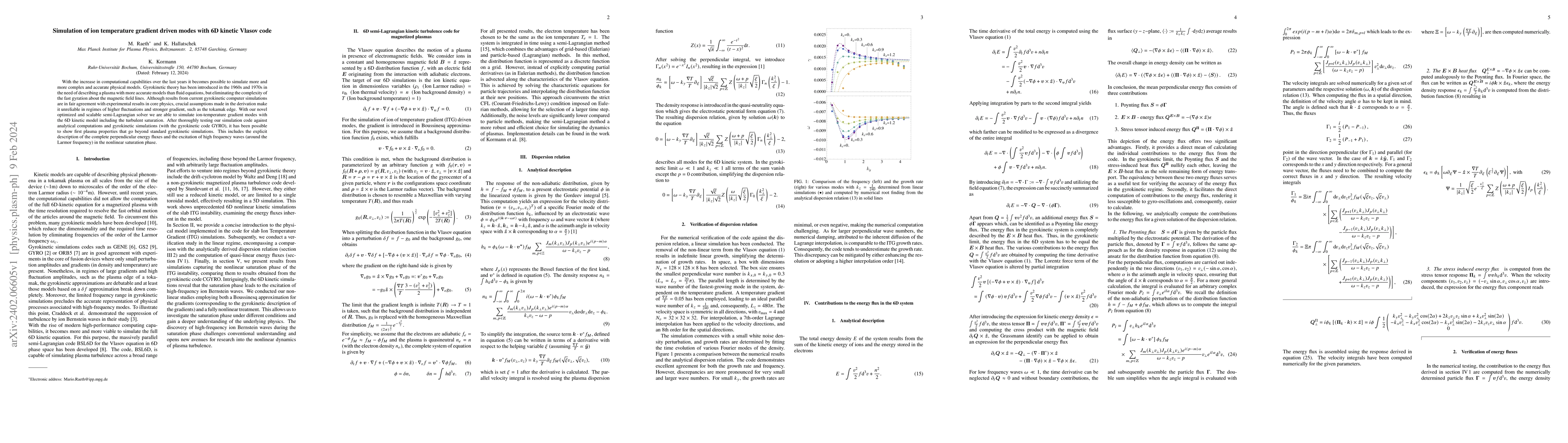 Thumbnail for Simulation of ion temperature gradient driven modes with 6D kinetic
  Vlasov code