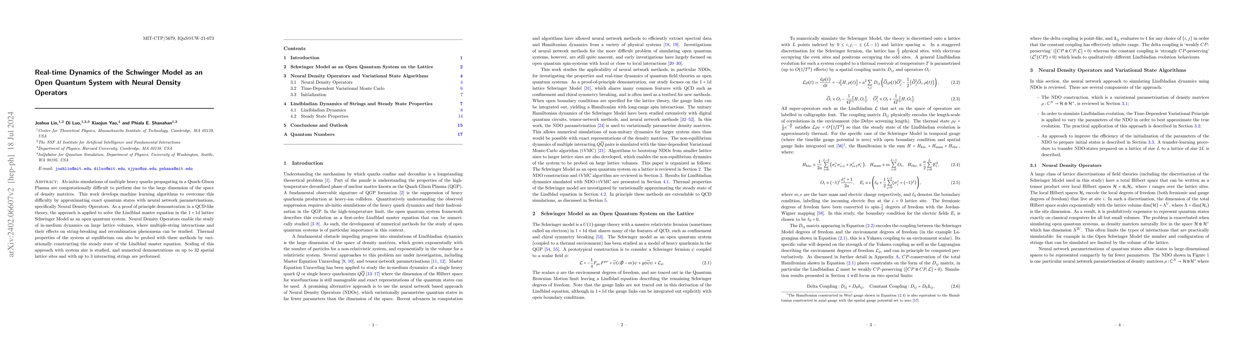 Thumbnail for Real-time Dynamics of the Schwinger Model as an Open Quantum System with
  Neural Density Operators