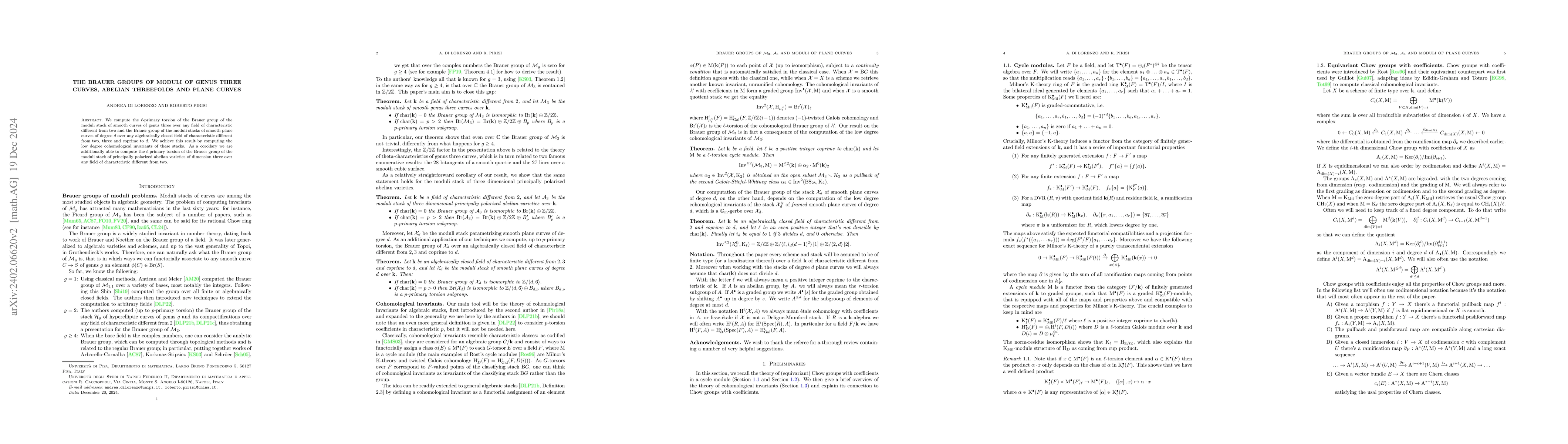 Thumbnail for The Brauer groups of moduli of genus three curves and plane curves