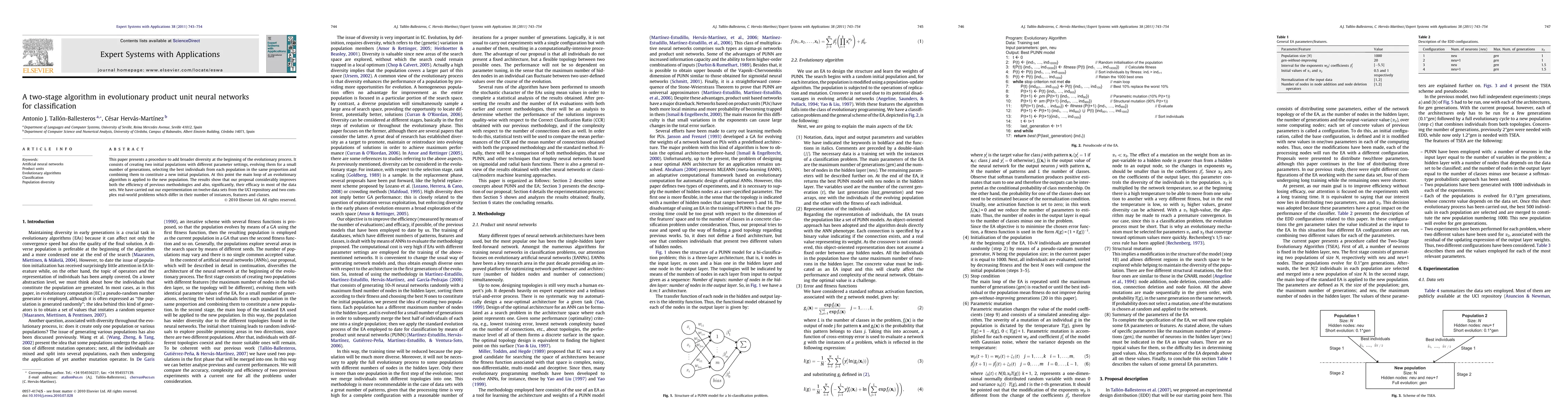 Thumbnail for A two-stage algorithm in evolutionary product unit neural networks for
  classification