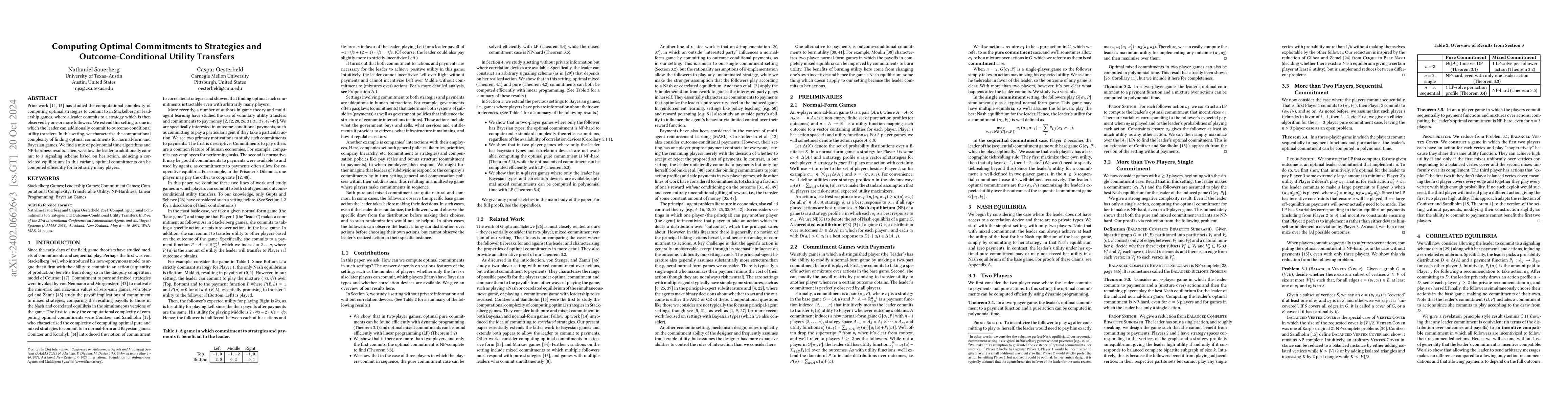 Thumbnail for Computing Optimal Commitments to Strategies and Outcome-Conditional
  Utility Transfers