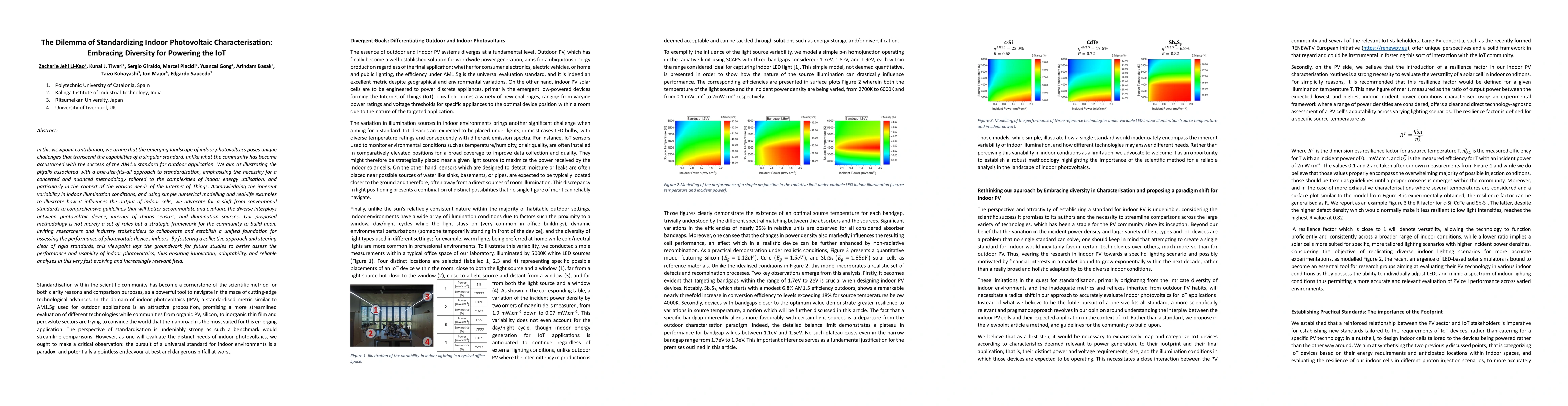 Thumbnail for The Dilemma of Standardizing Indoor Photovoltaic Characterisation:
  Embracing Diversity for Powering the IoT