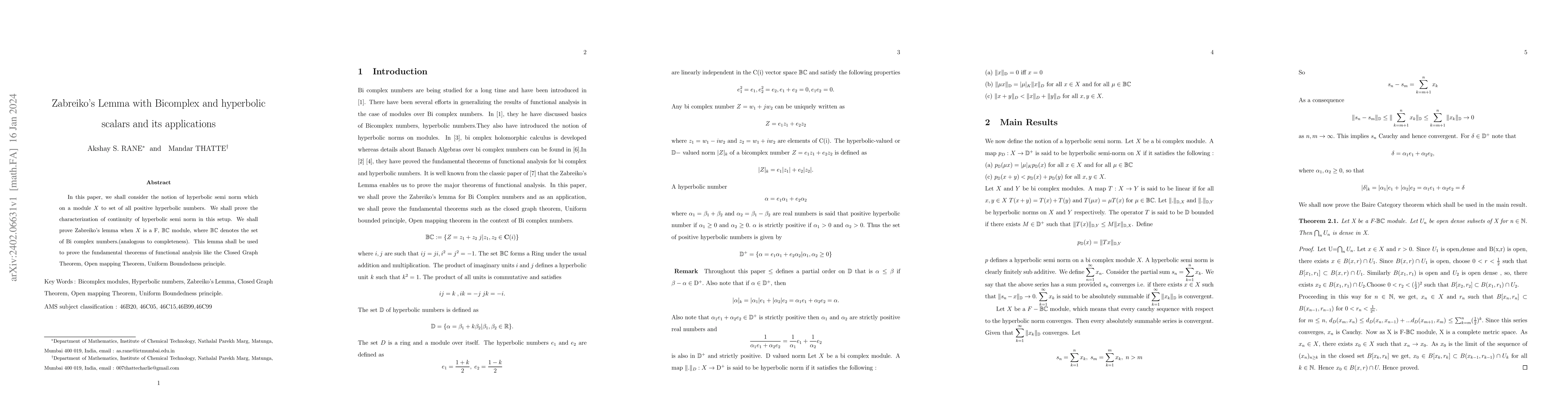 Thumbnail for Zabreiko's Lemma with Bicomplex and hyperbolic scalars and its
  applications