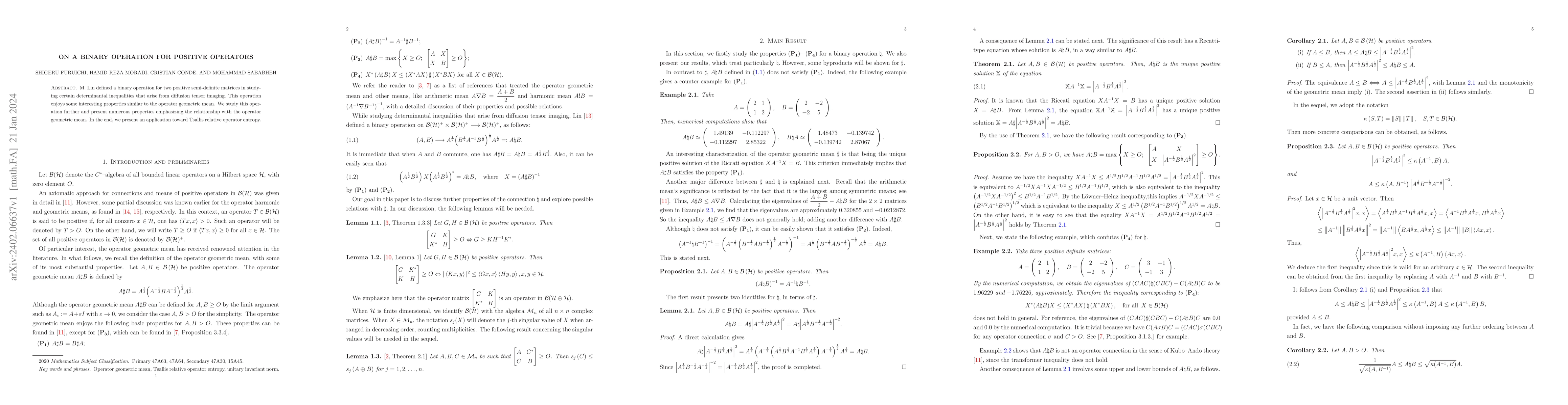 Thumbnail for On a binary operation for positive operators