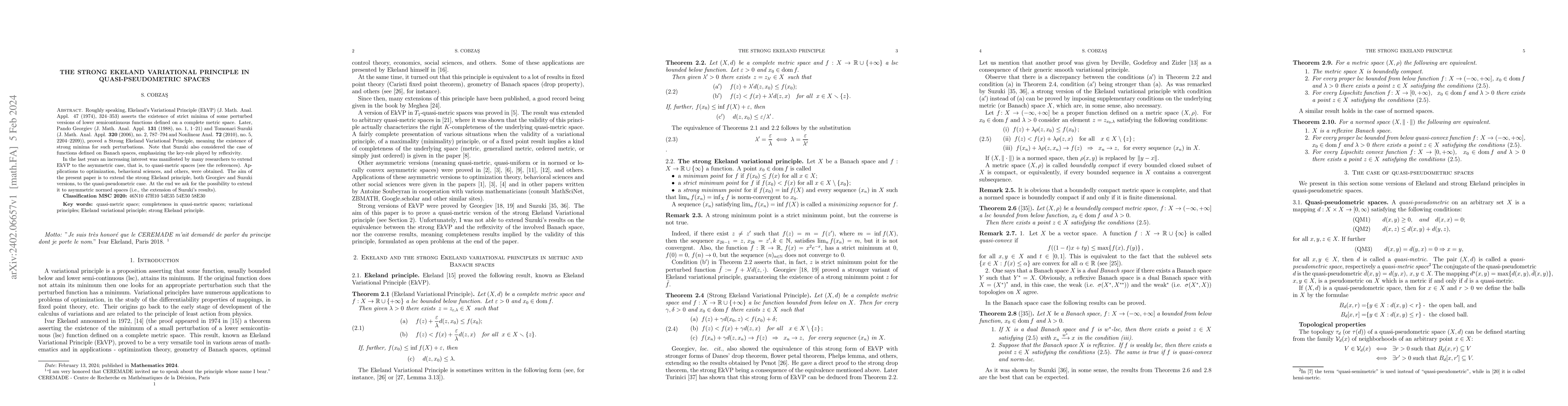 Thumbnail for The strong Ekeland variational principle in quasi-pseudometric spaces
