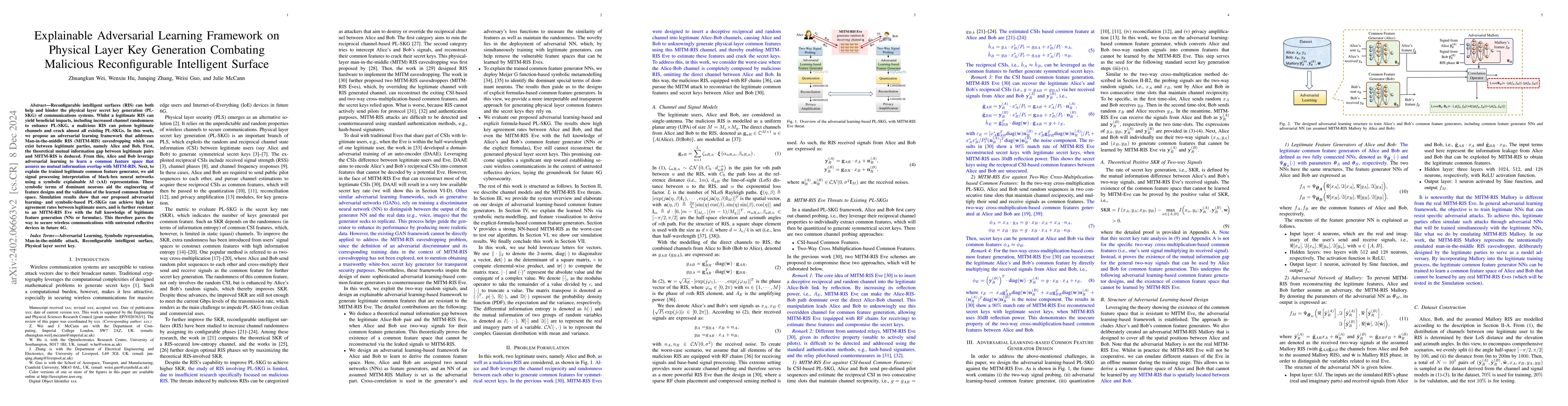 Thumbnail for Explainable Adversarial Learning Framework on Physical Layer Secret Keys
  Combating Malicious Reconfigurable Intelligent Surface