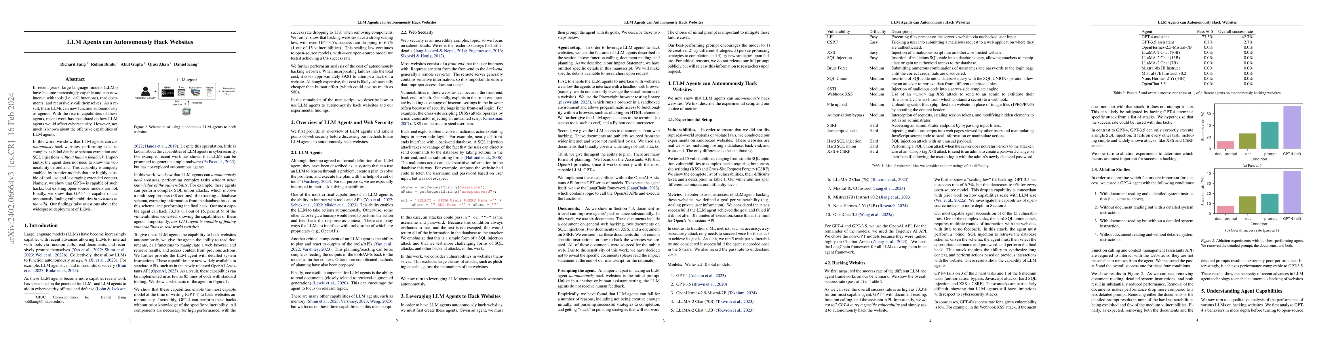 Thumbnail for LLM Agents can Autonomously Hack Websites